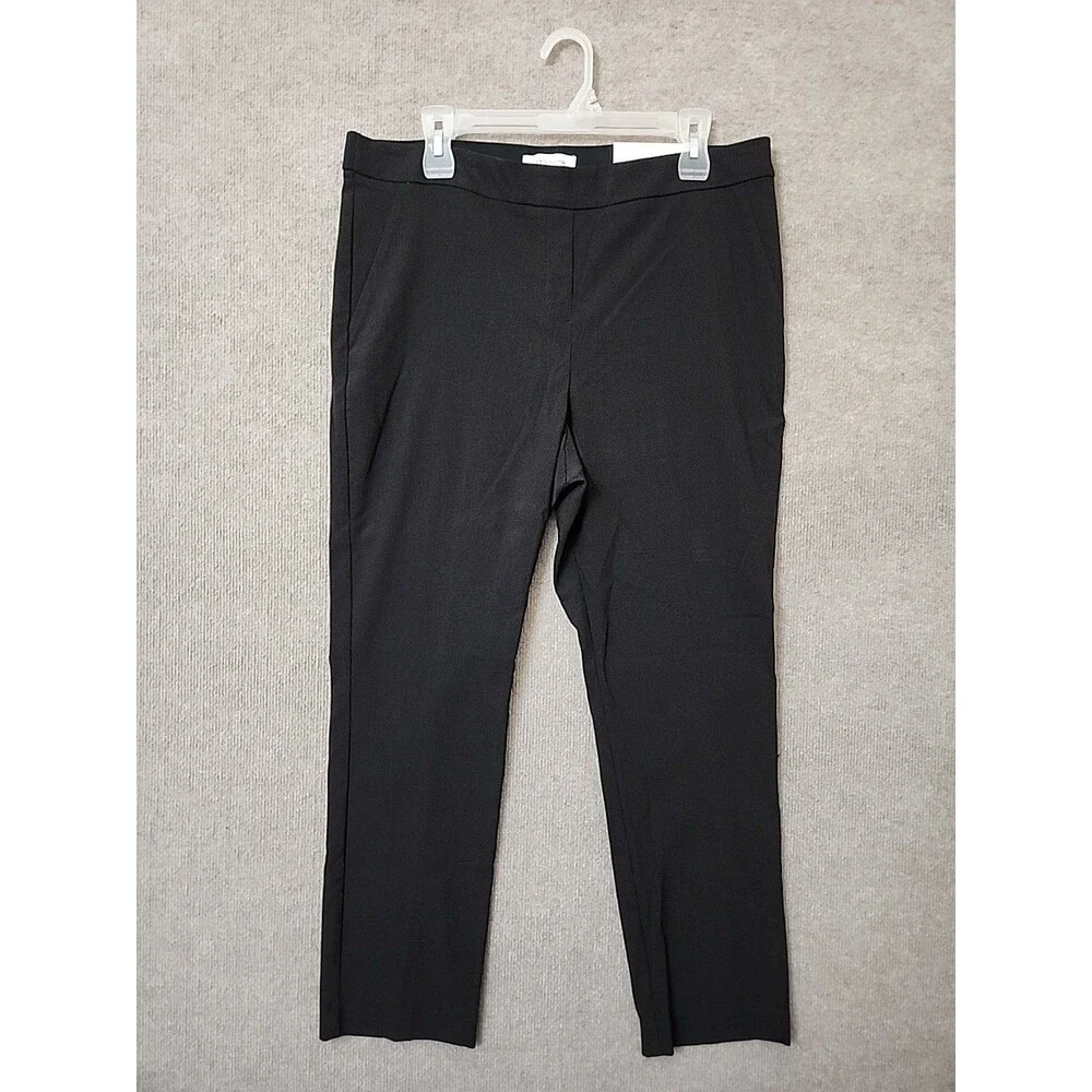 Liz Claiborne Laura Slim Leg Pull-on Dress Pants Womens 14 Black Polka Dots NEW